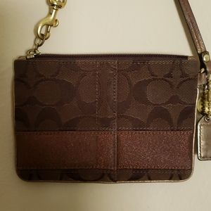 Coach Bronze, Brown and Gold Wristlet